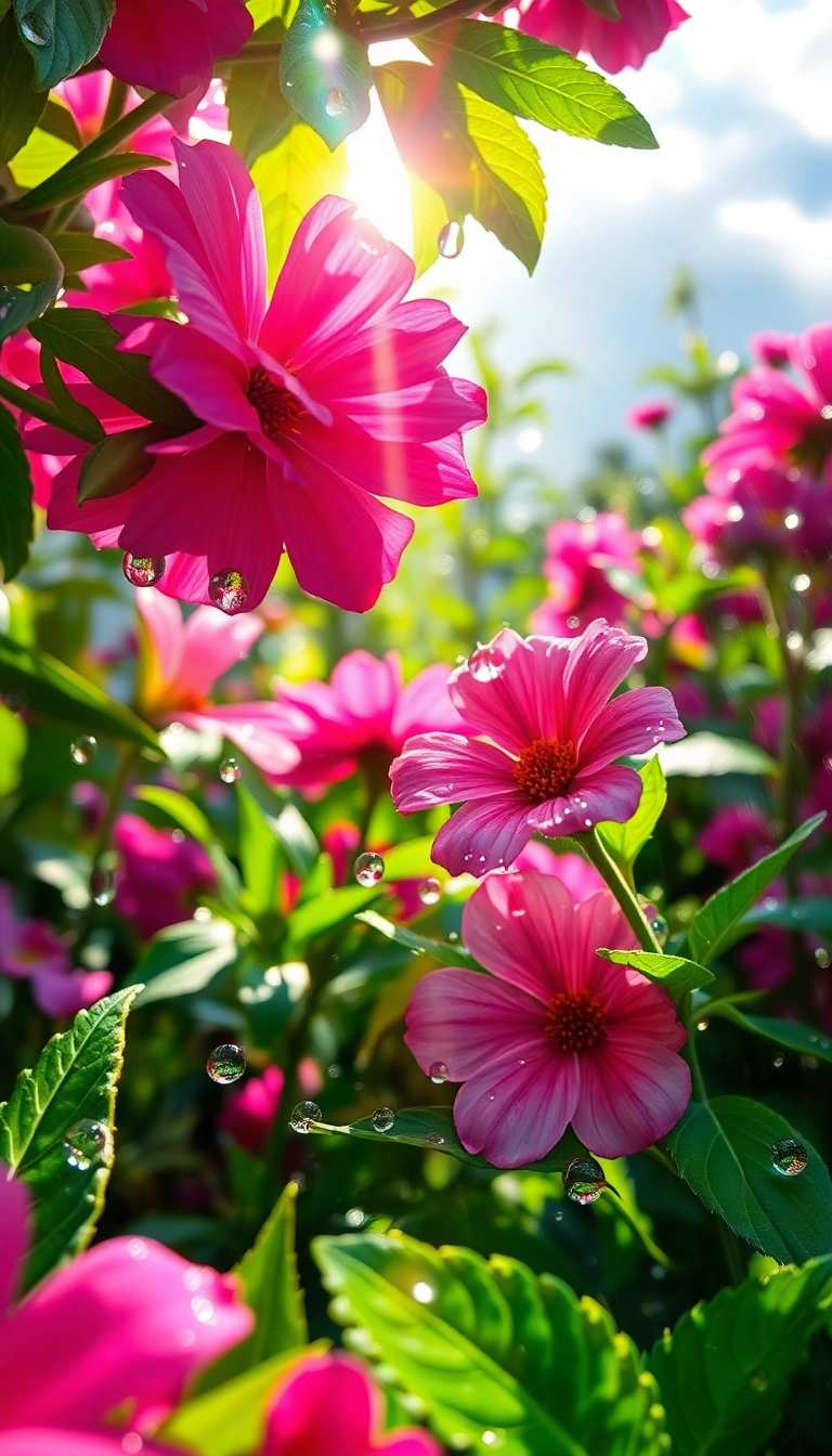HD iPhone AI Spring Rain Garden Appealing Wallpaper Copyright-Free Stock Photo